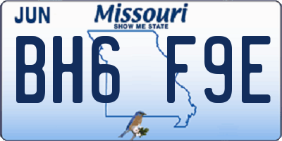 MO license plate BH6F9E