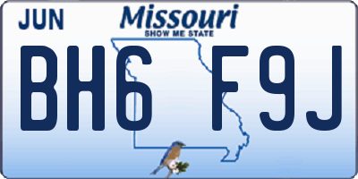 MO license plate BH6F9J