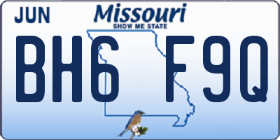 MO license plate BH6F9Q