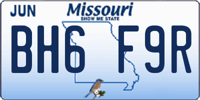 MO license plate BH6F9R