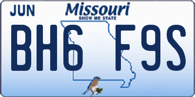 MO license plate BH6F9S