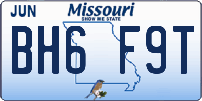MO license plate BH6F9T