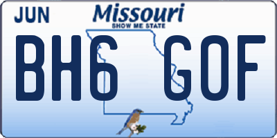 MO license plate BH6G0F