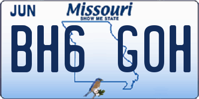 MO license plate BH6G0H