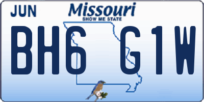 MO license plate BH6G1W