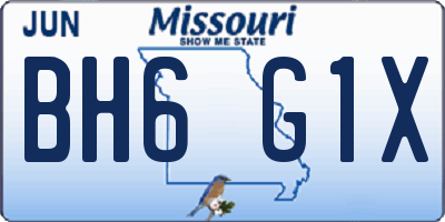 MO license plate BH6G1X