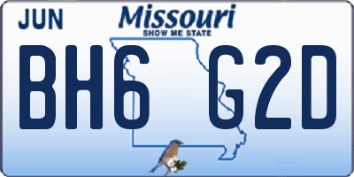 MO license plate BH6G2D
