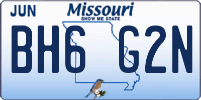 MO license plate BH6G2N