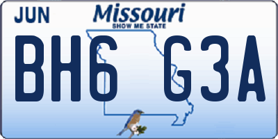 MO license plate BH6G3A