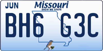 MO license plate BH6G3C