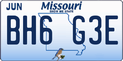 MO license plate BH6G3E
