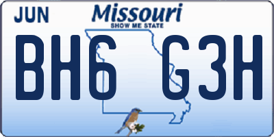 MO license plate BH6G3H