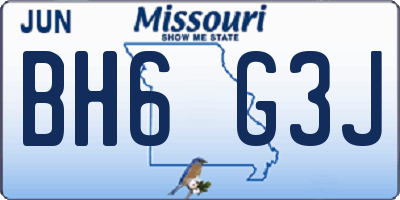 MO license plate BH6G3J
