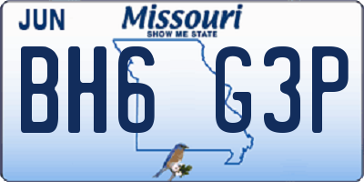 MO license plate BH6G3P