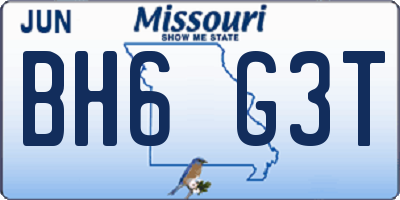 MO license plate BH6G3T