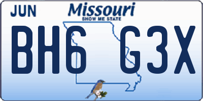 MO license plate BH6G3X
