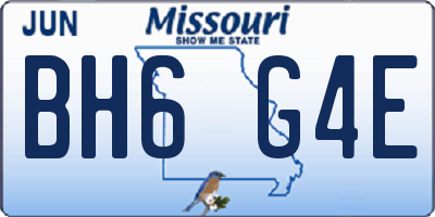 MO license plate BH6G4E