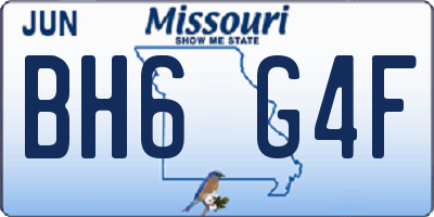 MO license plate BH6G4F