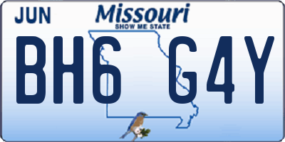 MO license plate BH6G4Y