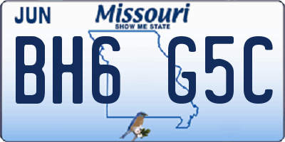 MO license plate BH6G5C