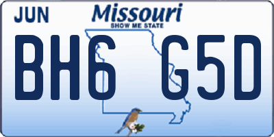 MO license plate BH6G5D