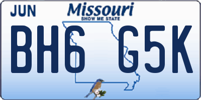 MO license plate BH6G5K