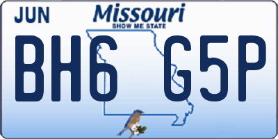 MO license plate BH6G5P
