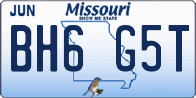 MO license plate BH6G5T