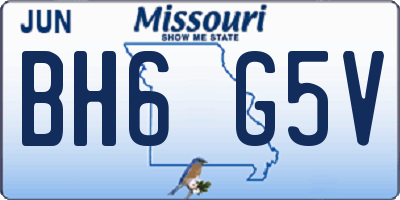 MO license plate BH6G5V