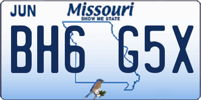MO license plate BH6G5X
