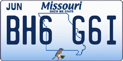 MO license plate BH6G6I