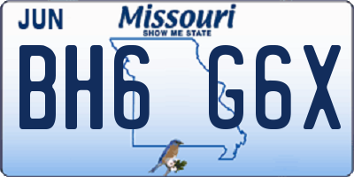 MO license plate BH6G6X