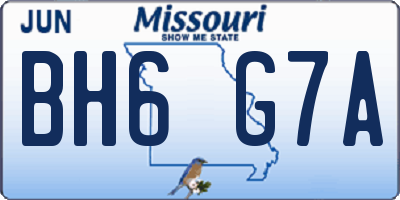 MO license plate BH6G7A