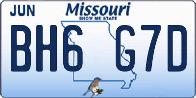 MO license plate BH6G7D