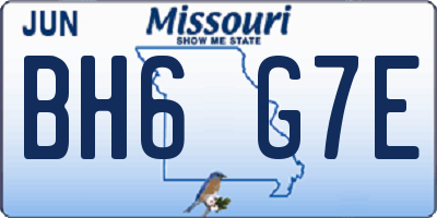 MO license plate BH6G7E