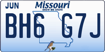 MO license plate BH6G7J