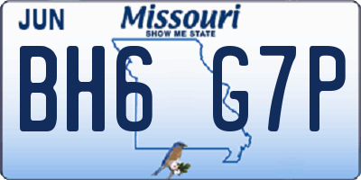 MO license plate BH6G7P