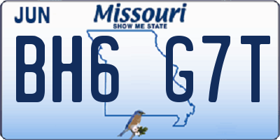 MO license plate BH6G7T