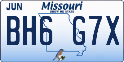 MO license plate BH6G7X