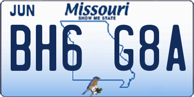 MO license plate BH6G8A