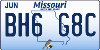 MO license plate BH6G8C