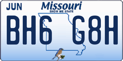 MO license plate BH6G8H