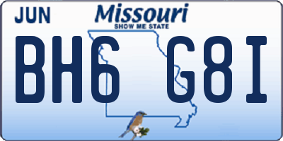 MO license plate BH6G8I