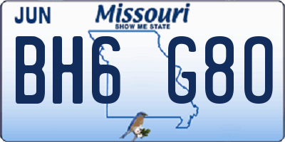 MO license plate BH6G8O