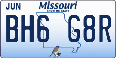 MO license plate BH6G8R
