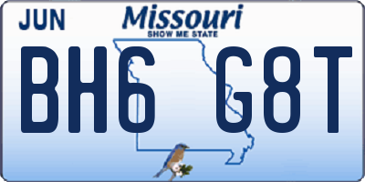 MO license plate BH6G8T