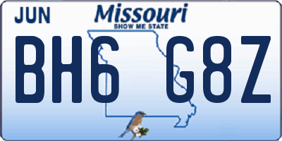 MO license plate BH6G8Z