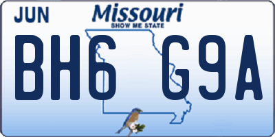 MO license plate BH6G9A