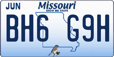 MO license plate BH6G9H