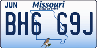 MO license plate BH6G9J